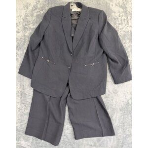 Tahari Arthur S. Levine Womens Navy Blue Pinstriped 2-Piece 18W Jacket Pants